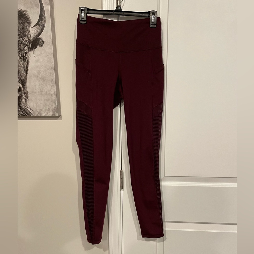 Old Navy Maroon Leggings with mesh sides